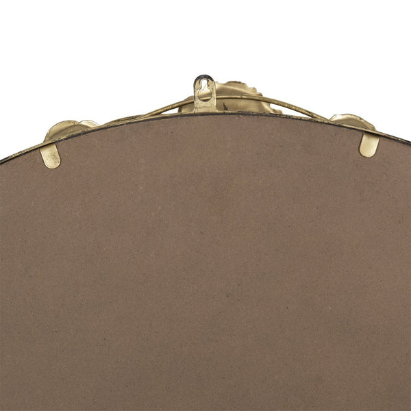 English Elm 35" Round Iron Wall Mirror Sculptural Gold Leaf Frame for Entryway or Living Room W2078135190