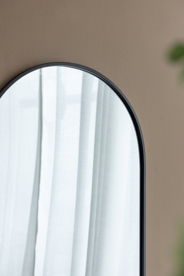 English Elm 24" Arched Black Iron Frame Wall Mirror Slim Profile for Bedroom or Entryway Decor W2078135282