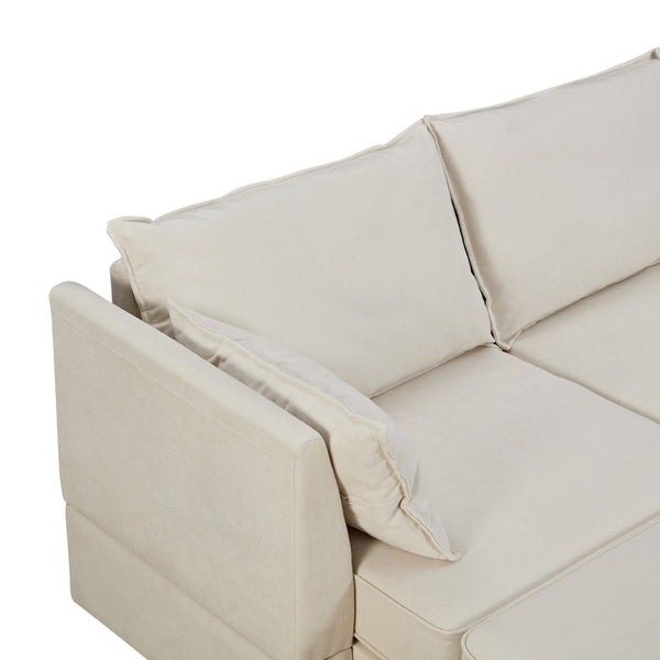 English Elm U_style Modular U-shape Sectional Sofa Bed with Hidden Storage and Reversible Chaise WF312292AAA