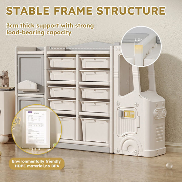 English Elm Children's Toy Storage Cabinet Safe Multi-compartment Organizer for Bedroom or Playroom W509125832