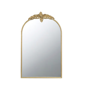 English Elm 24" Arched Gold Iron Frame Wall Mirror Ornamental Crown Accent for Bedroom or Entryway W2078135193