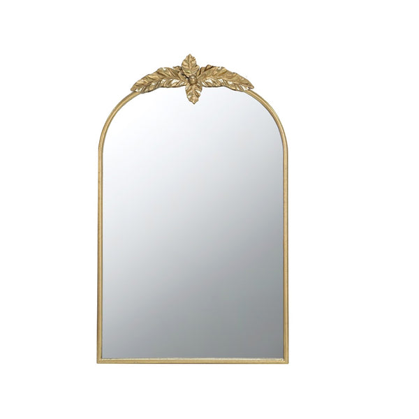 English Elm 24" Arched Gold Iron Frame Wall Mirror Ornamental Crown Accent for Bedroom or Entryway W2078135193