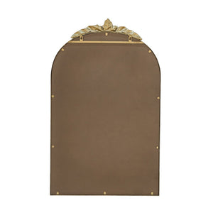 English Elm 24" Arched Gold Iron Frame Wall Mirror Ornamental Crown Accent for Bedroom or Entryway W2078135193