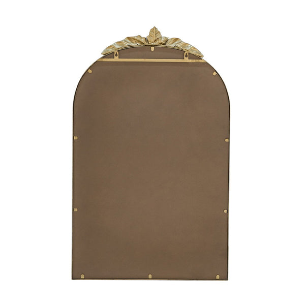 English Elm 24" Arched Gold Iron Frame Wall Mirror Ornamental Crown Accent for Bedroom or Entryway W2078135193