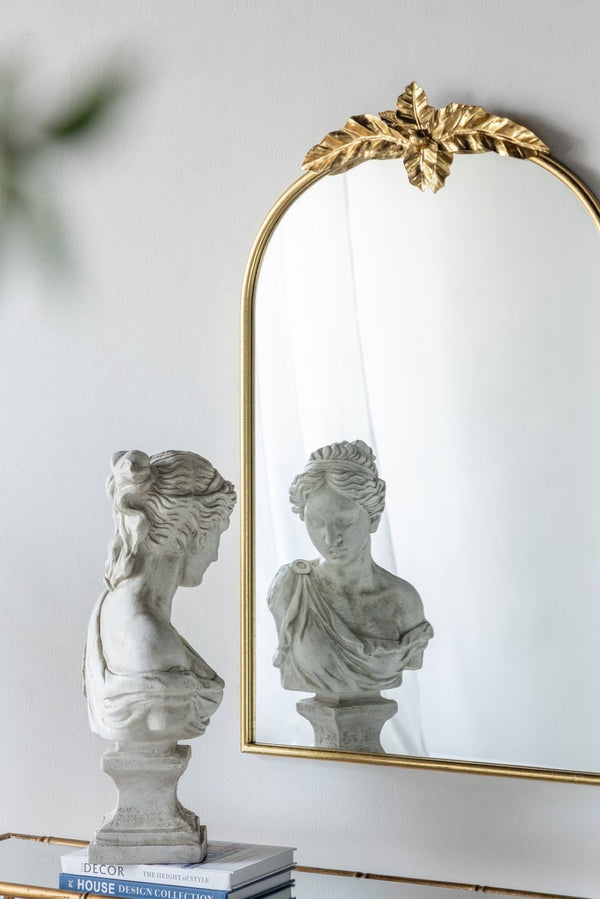 English Elm 24" Arched Gold Iron Frame Wall Mirror Ornamental Crown Accent for Bedroom or Entryway W2078135193