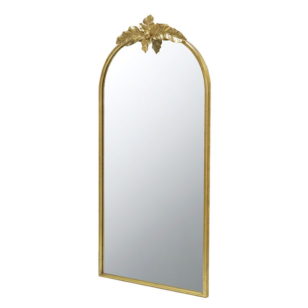 English Elm 24" Arched Gold Metal Frame Wall Mirror with Crown Ornament for Entryway or Bedroom W2078135195