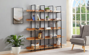 English Elm [video] Five Tier Industrial Open Bookshelf Steel Frame Mdf Shelves Home Office Storage Black+Brown N725P387978B