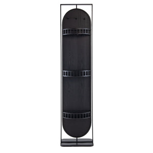 English Elm 18" Full Length Swivel Floor Mirror with Hidden Storage Shelves Matte Black Iron Frame W2078135283