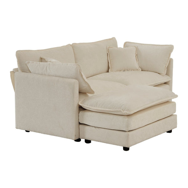 English Elm Chenille Modular Loveseat Sectional with Ottoman for Cozy Small Space Living Rooms W714S00895