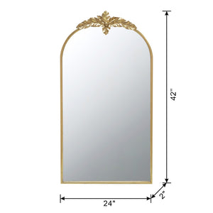 English Elm 24" Arched Gold Metal Frame Wall Mirror with Crown Ornament for Entryway or Bedroom W2078135195
