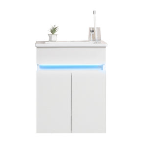 English Elm 16" Bathroom Vanity With Sink - Space-Saving Wall-Mounted Design, Radar Sensing Light & Storage! W1882S00041