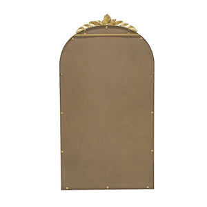 English Elm 24" Arched Gold Metal Frame Wall Mirror with Crown Ornament for Entryway or Bedroom W2078135195