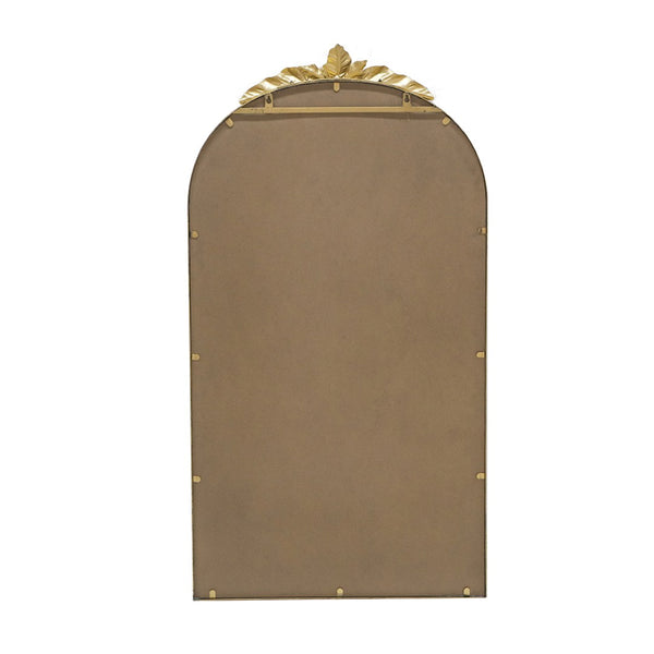 English Elm 24" Arched Gold Metal Frame Wall Mirror with Crown Ornament for Entryway or Bedroom W2078135195