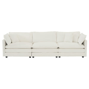 English Elm Sofa 3 Piece Living Room Set White Chenille Round Arm Modern Seating Suite W714S00548