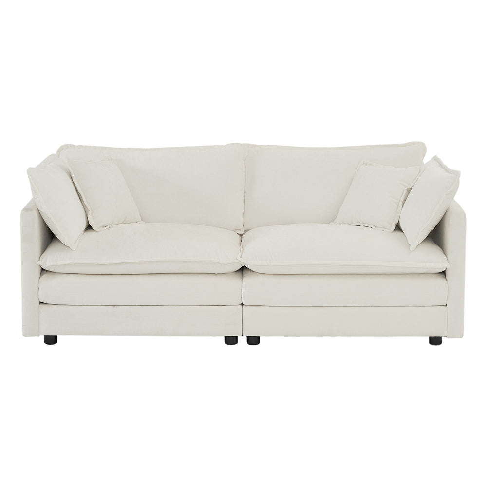 English Elm 3 Piece Sofa Set - Versatile White Chenille Sofa For Living Room, Comfy Modular Design & Easy Care W714S00556
