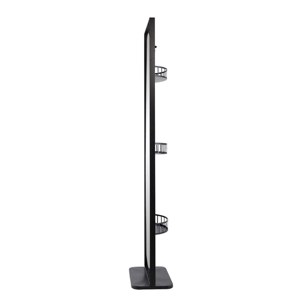 English Elm 18" Full Length Swivel Floor Mirror with Hidden Storage Shelves Matte Black Iron Frame W2078135283
