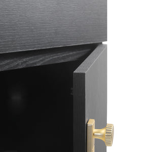 English Elm 24''Bathroom wall-mounted vanity with metal kickstand, solid wood compact design, glossy ceramic sink Black W1882127199
