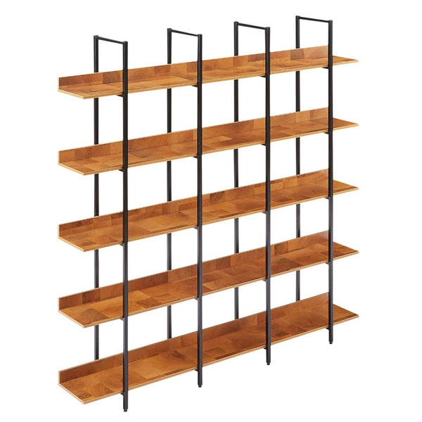 English Elm [video] Five Tier Industrial Open Bookshelf Steel Frame Mdf Shelves Home Office Storage Black+Brown N725P387978B