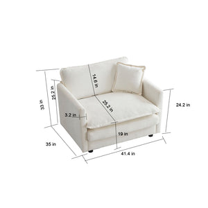 English Elm Sofa 3 Piece Living Room Set White Chenille Round Arm Modern Seating Suite W714S00548