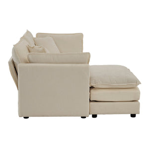 English Elm Chenille Modular Loveseat Sectional with Ottoman for Cozy Small Space Living Rooms W714S00895