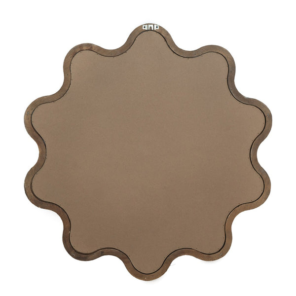 English Elm 31" Wave Frame Dark Brown Pine Wood Wall Mirror for Entryway Living Room Bedroom W2078135196