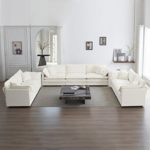English Elm 3 Piece Sofa Set - Versatile White Chenille Sofa For Living Room, Comfy Modular Design & Easy Care W714S00556