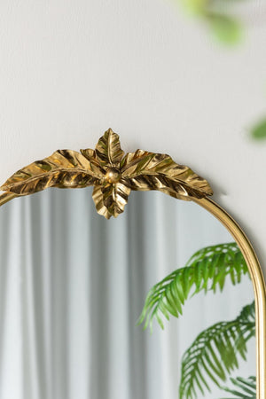 English Elm 24" Arched Gold Iron Frame Wall Mirror Ornamental Crown Accent for Bedroom or Entryway W2078135193