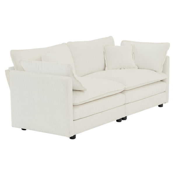 English Elm Sofa Set Of 2 In White Chenille - Modern 2+3 Seater Deep Seat Couch For Living Room Comfort & Style W714S00272-GIGA