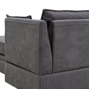 English Elm U_style Six Seat Modular U-shaped Sectional with Hidden Storage and Sleeper Function Dark Grey WY000363AAD