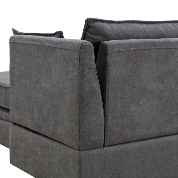 English Elm U_style Six Seat Modular U-shaped Sectional with Hidden Storage and Sleeper Function Dark Grey WY000363AAD