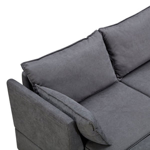 English Elm U_style Six Seat Modular U-shaped Sectional with Hidden Storage and Sleeper Function Dark Grey WY000363AAD