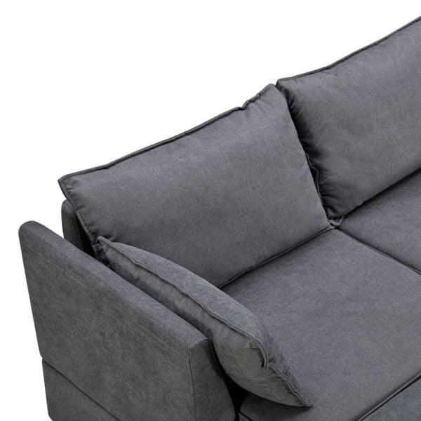 English Elm U_style Six Seat Modular U-shaped Sectional with Hidden Storage and Sleeper Function Dark Grey WY000363AAD
