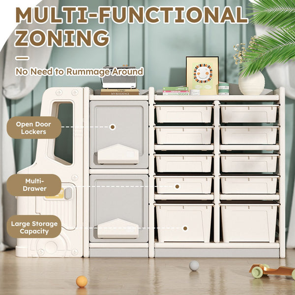 English Elm Children's Toy Storage Cabinet Safe Multi-compartment Organizer for Bedroom or Playroom W509125832