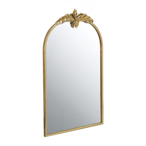 English Elm 24" Arched Gold Iron Frame Wall Mirror Ornamental Crown Accent for Bedroom or Entryway W2078135193