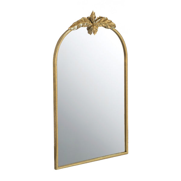 English Elm 24" Arched Gold Iron Frame Wall Mirror Ornamental Crown Accent for Bedroom or Entryway W2078135193