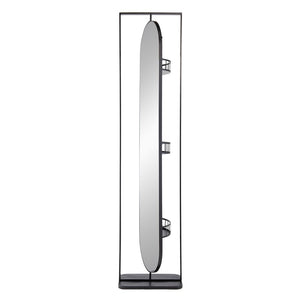 English Elm 18" Full Length Swivel Floor Mirror with Hidden Storage Shelves Matte Black Iron Frame W2078135283
