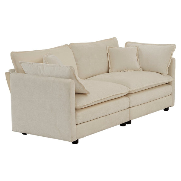 English Elm 4 Piece Modular Chenille Sectional Sofa Set with Ottomans for Living Room Comfort W714S00896