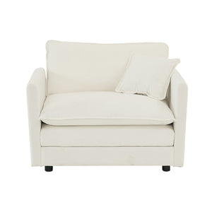 English Elm Sofa 3 Piece Living Room Set White Chenille Round Arm Modern Seating Suite W714S00548
