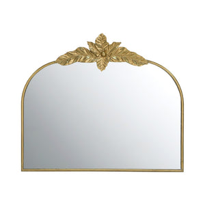 English Elm 39.5" Gold Arched Wall Mirror with Ornamental Iron Frame for Bedroom or Entryway W2078135192