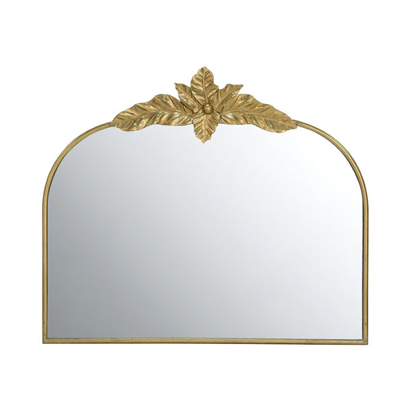 English Elm 39.5" Gold Arched Wall Mirror with Ornamental Iron Frame for Bedroom or Entryway W2078135192