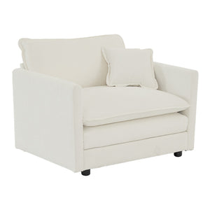English Elm Sofa 3 Piece Living Room Set White Chenille Round Arm Modern Seating Suite W714S00548