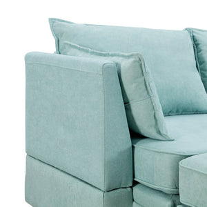 English Elm U_style Six Seat Modular U-shaped Sectional with Hidden Storage and Sleeper Function Light Green WY000363AAC