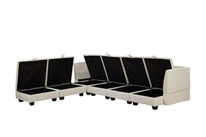 English Elm U_style Modular U-shaped Sectional with Storage Seats Convertible Sleeper Linen Sofa WF312294AAA