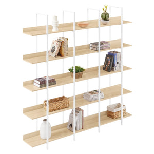 English Elm [video] Five Tier Industrial Open Bookshelf Steel Frame Mdf Shelves Home Office Storage White+Oak N725P387978C