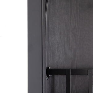 English Elm 18" Full Length Swivel Floor Mirror with Hidden Storage Shelves Matte Black Iron Frame W2078135283