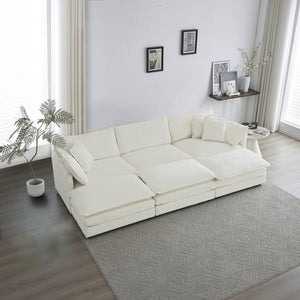 English Elm Comfortable Chenille U-shaped Modular Sectional with Ottomans and Deep Foam Seating W714S00561