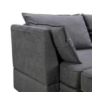 English Elm U_style Six Seat Modular U-shaped Sectional with Hidden Storage and Sleeper Function Dark Grey WY000363AAD