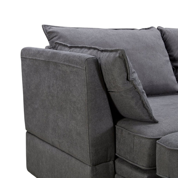 English Elm U_style Six Seat Modular U-shaped Sectional with Hidden Storage and Sleeper Function Dark Grey WY000363AAD