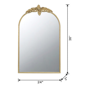 English Elm 24" Arched Gold Iron Frame Wall Mirror Ornamental Crown Accent for Bedroom or Entryway W2078135193