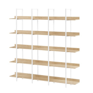 English Elm 5 Tier Bookcase Industrial Open Bookshelf with MDF Boards & Steel Frame, 5 Shelves, 80lb Capacity Each White+Oak N725P247766C
